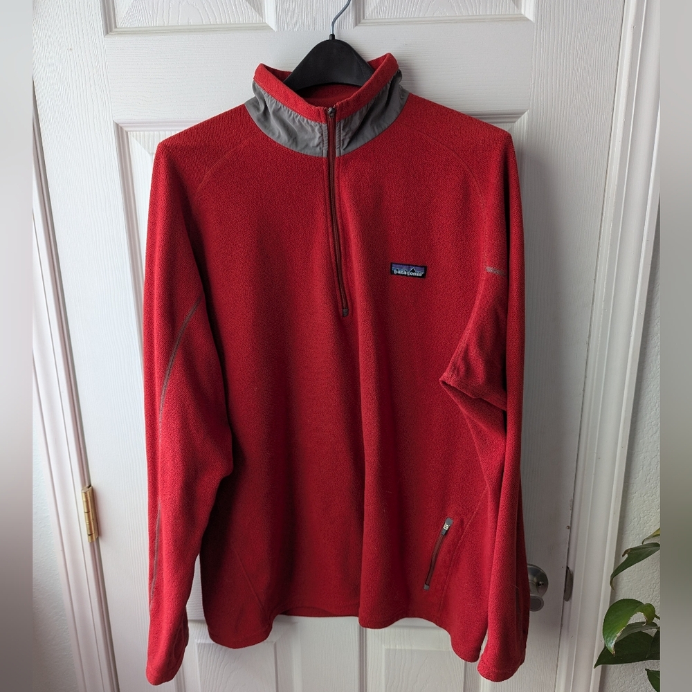 Men's Patagonia Red and Gray Fleece Quarter Zip XXL